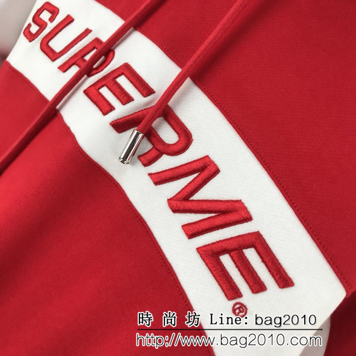 SUPREME 18ss秋冬新款 弧形撞色拼接刺繡字母 純棉連帽衛衣 男女同款 ydi1714